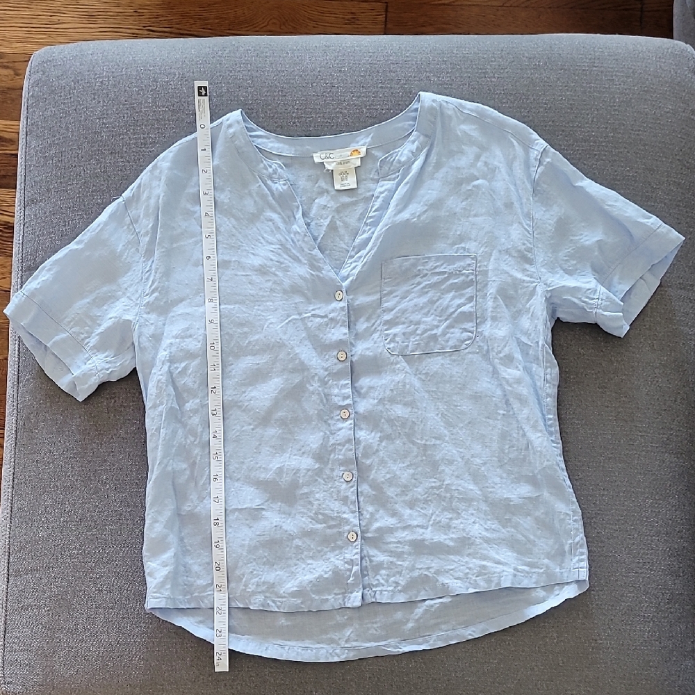 C&C California Sky Blue Linen Shirt